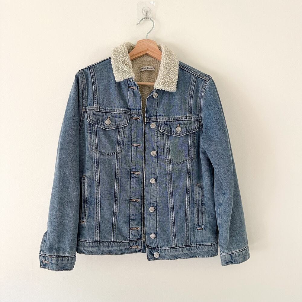 Mavi Jeans Frank Fleece Lined Button Front Denim Jacket Blue XS